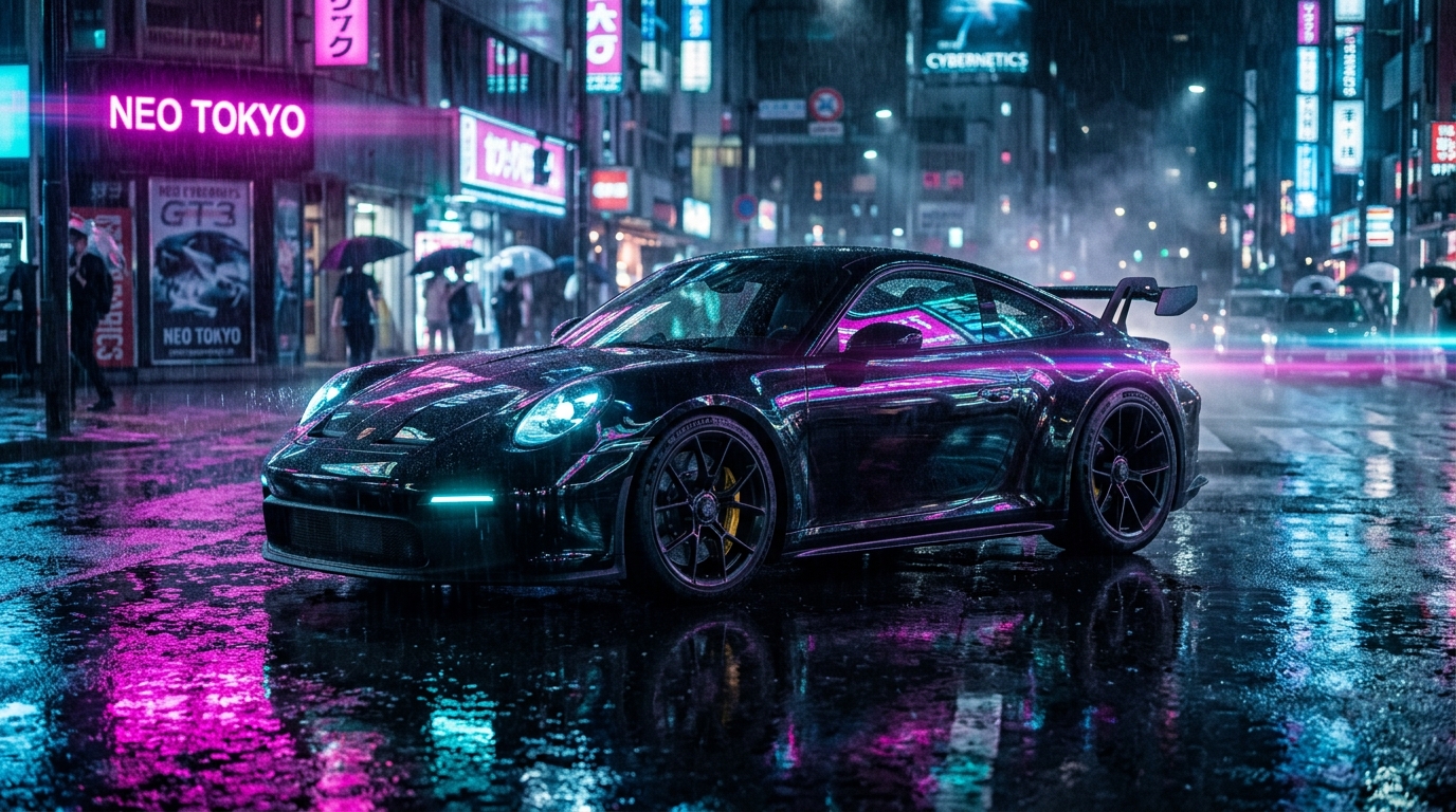 Porsche 911 GT3 Neon Cyber Rain